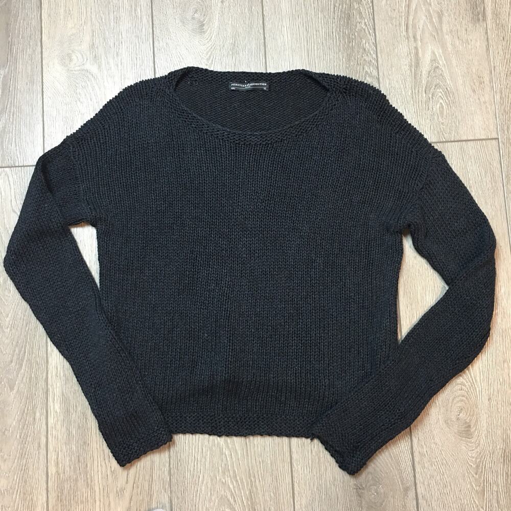peruvian connection black 100% pima cotton Knit sweater Long sleeve Size XS